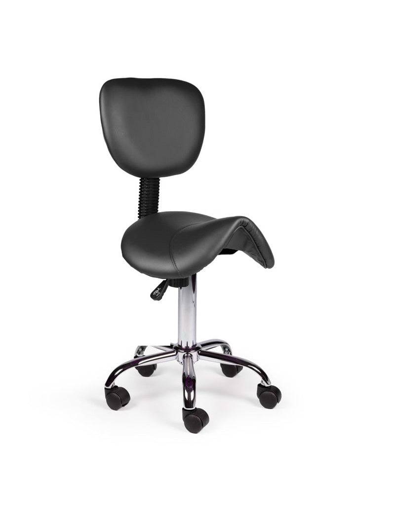 Ergonomische Zadelkruk met Rugleuning Zwart op Wielen-0