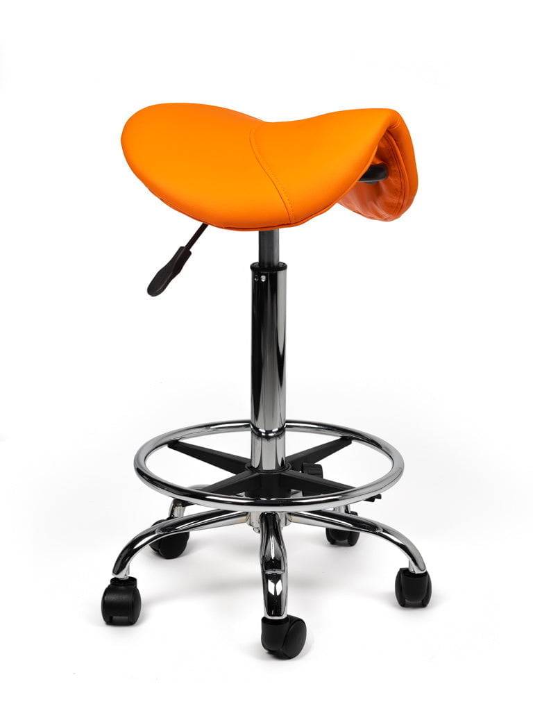 Zadelkruk Oranje – Ergonomische Zadelstoel met Wielen – Verstelbare Werkkruk voor Salon, Kappers & Thuisgebruik --0