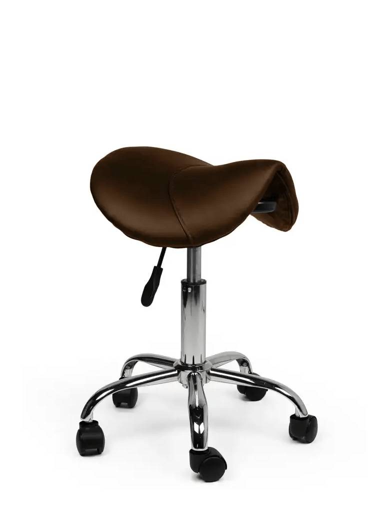 Zadelkruk Bruin – Ergonomische Zadelstoel met Wielen – Verstelbare Werkkruk voor Salon, Kappers & Thuisgebruik --0