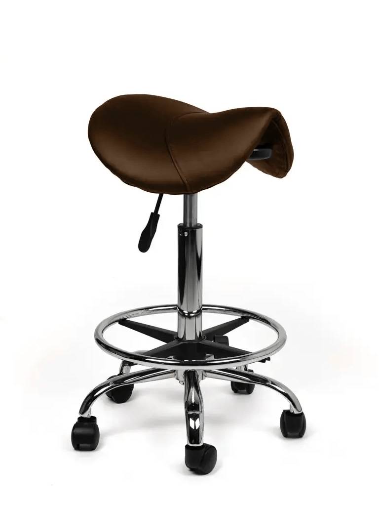 Zadelkruk Bruin – Ergonomische Zadelstoel met Wielen – Verstelbare Werkkruk voor Salon, Kappers & Thuisgebruik --0