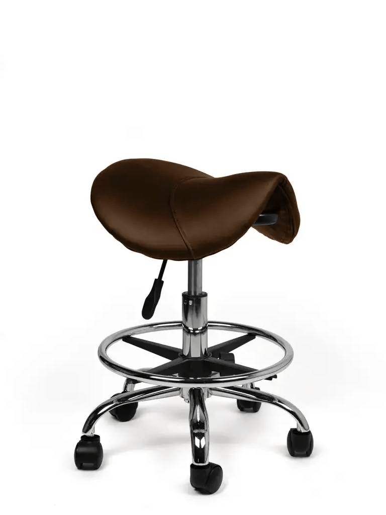 Zadelkruk Bruin – Ergonomische Zadelstoel met Wielen – Verstelbare Werkkruk voor Salon, Kappers & Thuisgebruik --0
