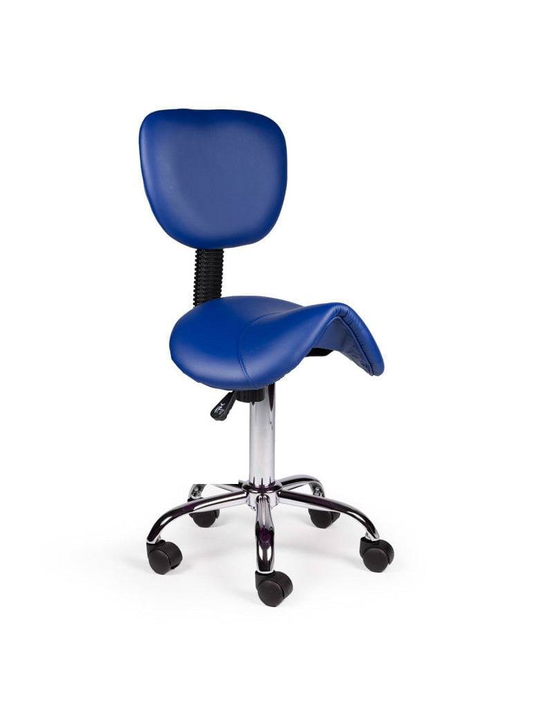 Ergonomische Zadelkruk met Rugleuning Blauw op Wielen-1