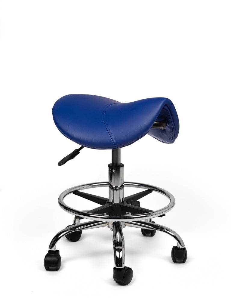 Zadelkruk Blauw – Ergonomische Zadelstoel met Wielen – Verstelbare Werkkruk voor Salon, Kappers & Thuisgebruik --0