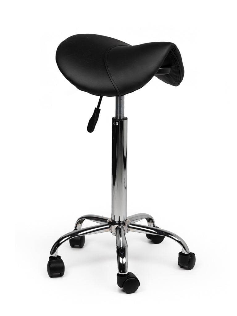 Zadelkruk Zwart – Ergonomische Zadelstoel met Wielen – Verstelbare Werkkruk voor Salon, Kappers & Thuisgebruik --0