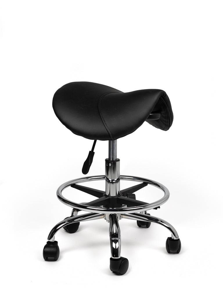 Zadelkruk Zwart – Ergonomische Zadelstoel met Wielen – Verstelbare Werkkruk voor Salon, Kappers & Thuisgebruik --0