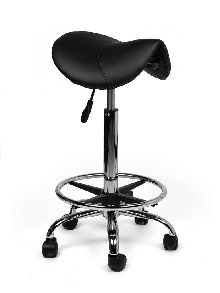 Zadelkruk Zwart – Ergonomische Zadelstoel met Wielen – Verstelbare Werkkruk voor Salon, Kappers & Thuisgebruik --0