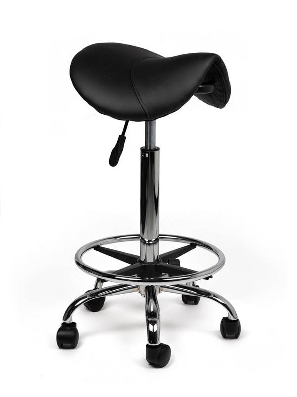 Zadelkruk Zwart – Ergonomische Zadelstoel met Wielen – Verstelbare Werkkruk voor Salon, Kappers & Thuisgebruik -
