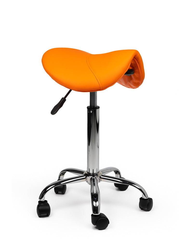 Zadelkruk Oranje – Ergonomische Zadelstoel met Wielen – Verstelbare Werkkruk voor Salon, Kappers & Thuisgebruik --0