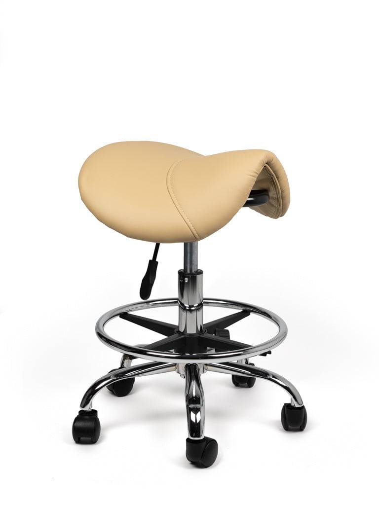 Zadelkruk Beige – Ergonomische Zadelstoel met Wielen – Verstelbare Werkkruk voor Salon, Kappers & Thuisgebruik --0