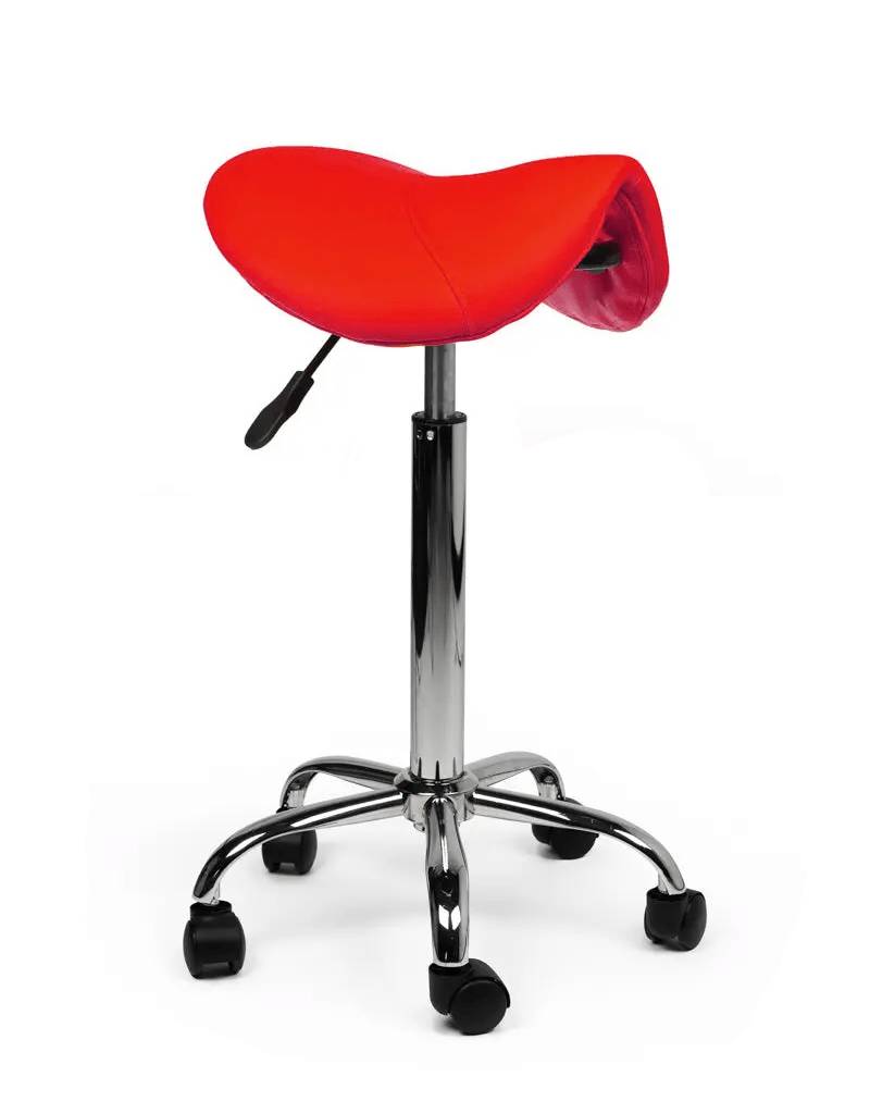 Zadelkruk Rood – Ergonomische Zadelstoel met Wielen – Verstelbare Werkkruk voor Salon, Kappers & Thuisgebruik --0