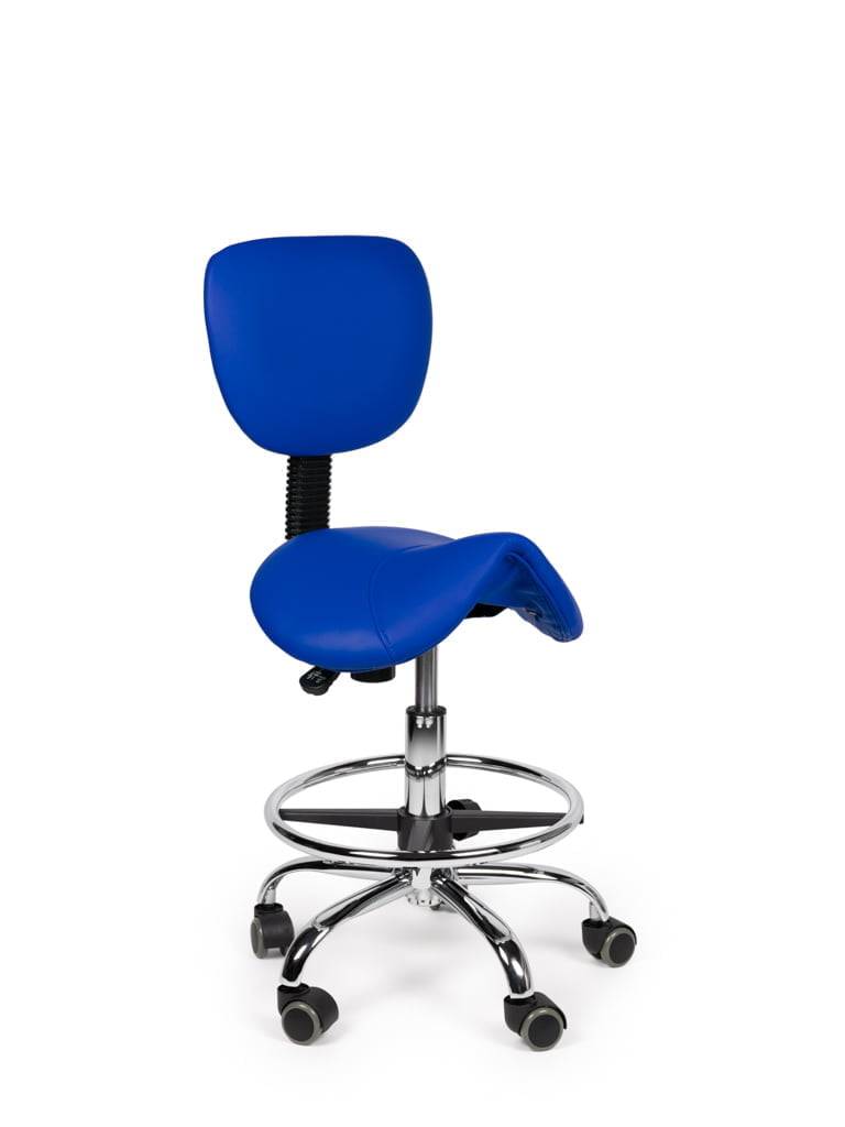 Ergonomische Zadelkruk met Rugleuning Blauw op Wielen-0