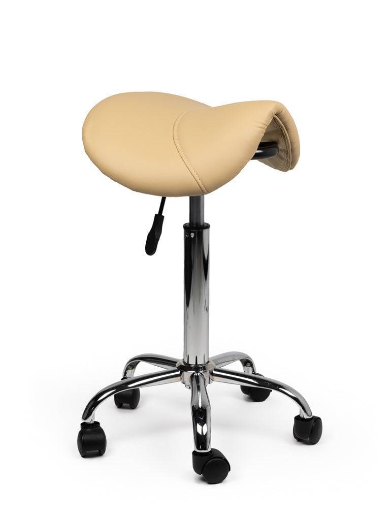 Zadelkruk Beige – Ergonomische Zadelstoel met Wielen – Verstelbare Werkkruk voor Salon, Kappers & Thuisgebruik --0