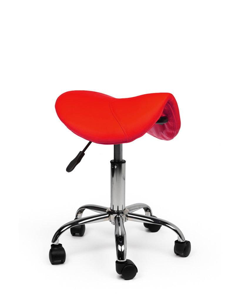 Zadelkruk Rood – Ergonomische Zadelstoel met Wielen – Verstelbare Werkkruk voor Salon, Kappers & Thuisgebruik --0