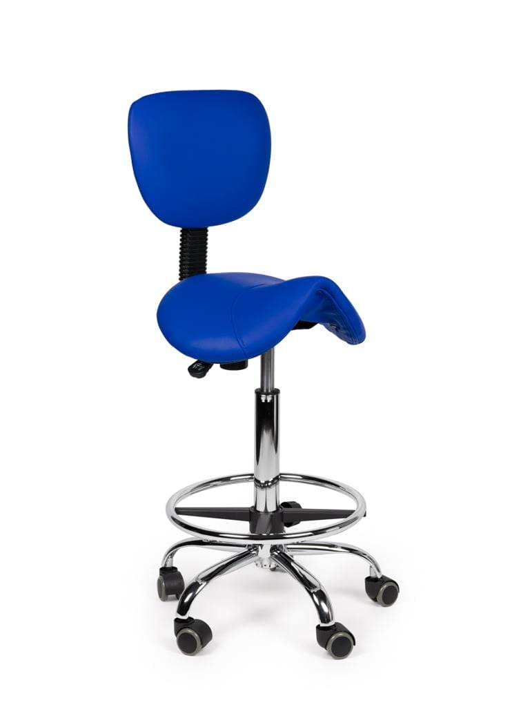 Ergonomische Zadelkruk met Rugleuning Blauw op Wielen-0