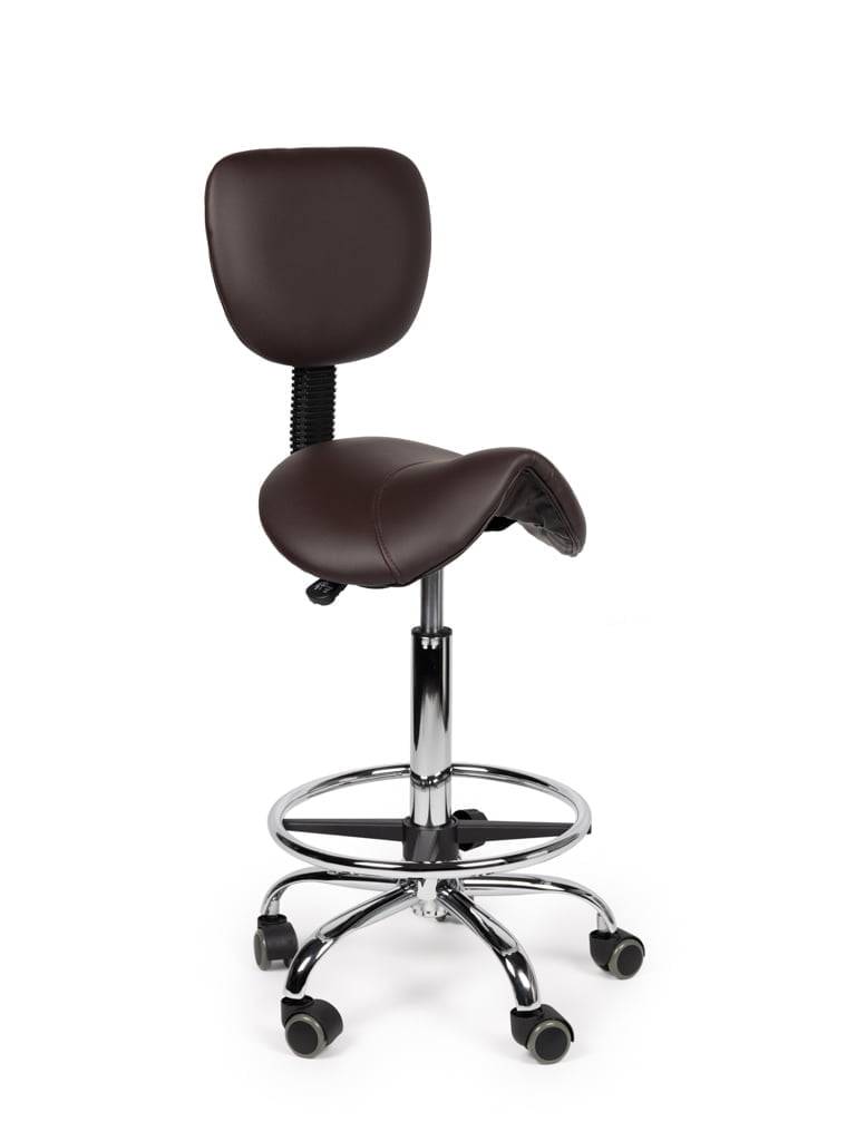 Ergonomische Zadelkruk met Rugleuning Bruin op Wielen-1