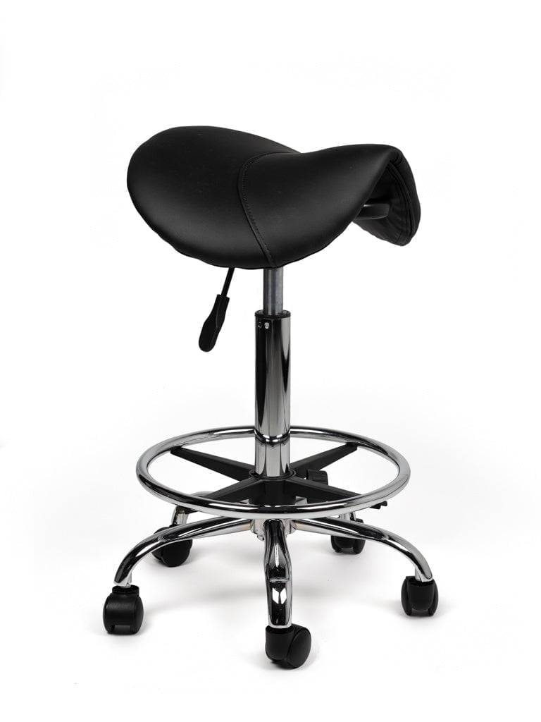 Zadelkruk Zwart – Ergonomische Zadelstoel met Wielen – Verstelbare Werkkruk voor Salon, Kappers & Thuisgebruik --0