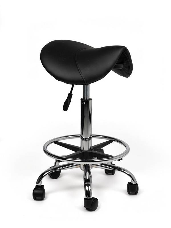 Zadelkruk Zwart – Ergonomische Zadelstoel met Wielen – Verstelbare Werkkruk voor Salon, Kappers & Thuisgebruik -
