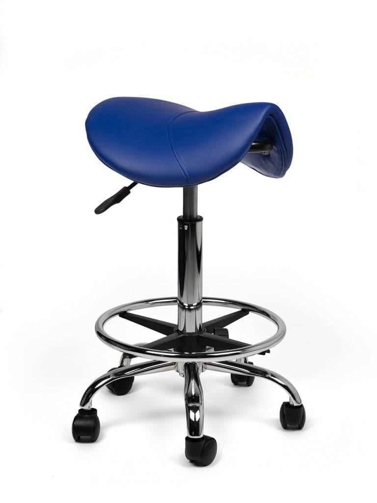 Zadelkruk Blauw – Ergonomische Zadelstoel met Wielen – Verstelbare Werkkruk voor Salon, Kappers & Thuisgebruik --0