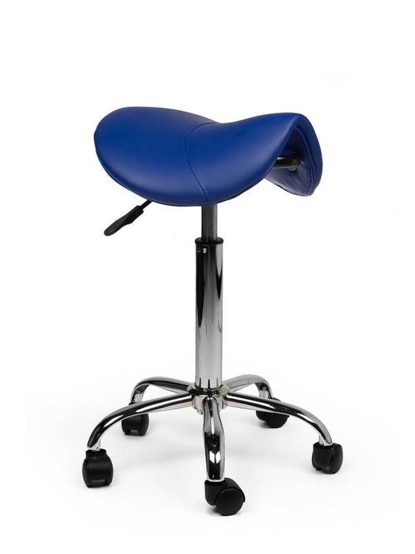 Zadelkruk Blauw – Ergonomische Zadelstoel met Wielen – Verstelbare Werkkruk voor Salon, Kappers & Thuisgebruik -