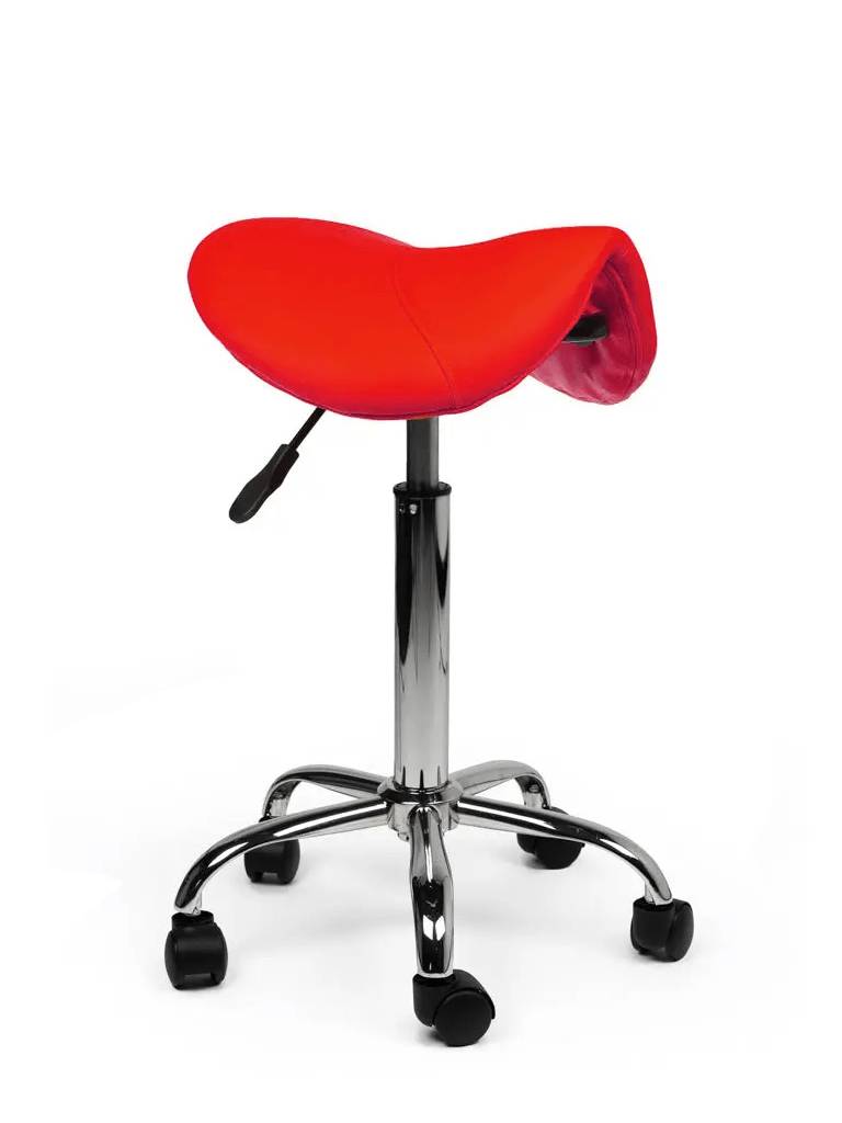 Zadelkruk Rood – Ergonomische Zadelstoel met Wielen – Verstelbare Werkkruk voor Salon, Kappers & Thuisgebruik --0