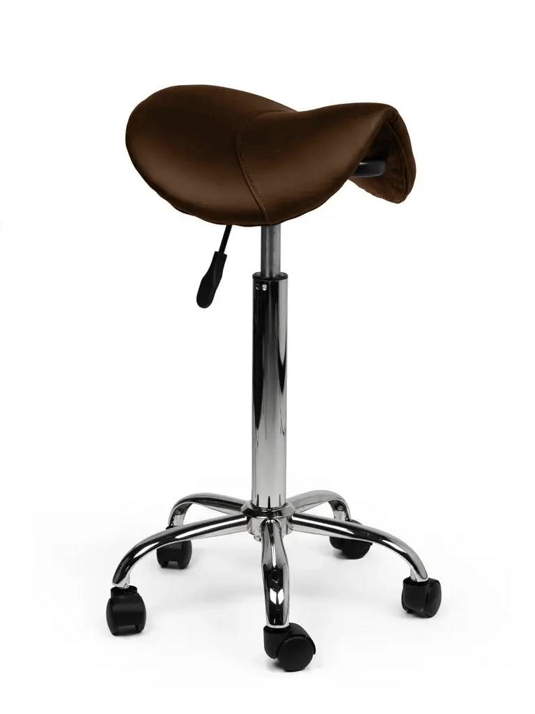 Zadelkruk Bruin – Ergonomische Zadelstoel met Wielen – Verstelbare Werkkruk voor Salon, Kappers & Thuisgebruik --0