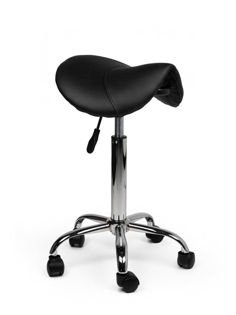 Zadelkruk Zwart – Ergonomische Zadelstoel met Wielen – Verstelbare Werkkruk voor Salon, Kappers & Thuisgebruik --0