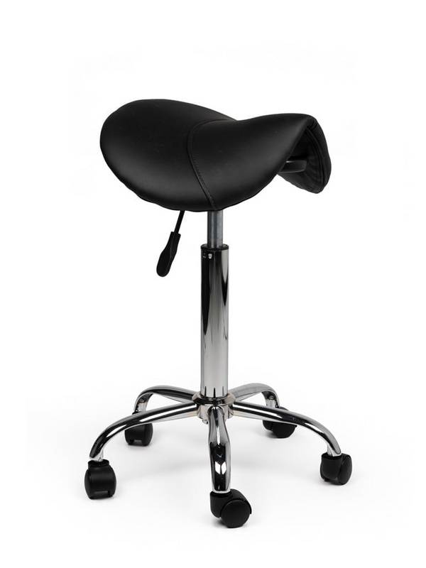 Zadelkruk Zwart – Ergonomische Zadelstoel met Wielen – Verstelbare Werkkruk voor Salon, Kappers & Thuisgebruik -