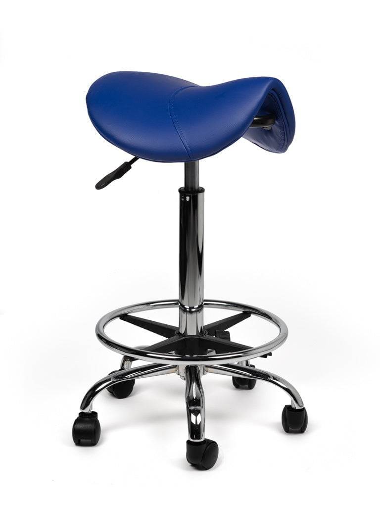 Zadelkruk Blauw– Ergonomische Zadelstoel met Wielen – Verstelbare Werkkruk voor Salon, Kappers & Thuisgebruik --0