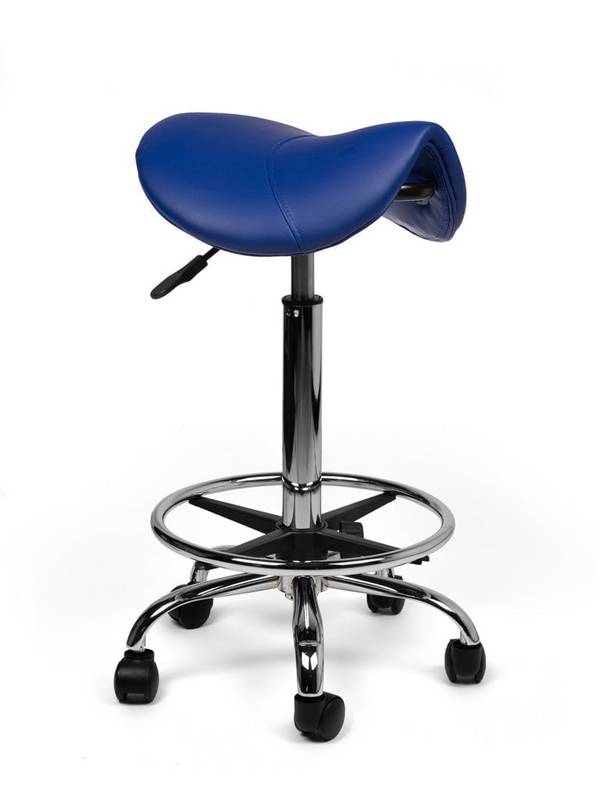 Zadelkruk Blauw– Ergonomische Zadelstoel met Wielen – Verstelbare Werkkruk voor Salon, Kappers & Thuisgebruik -