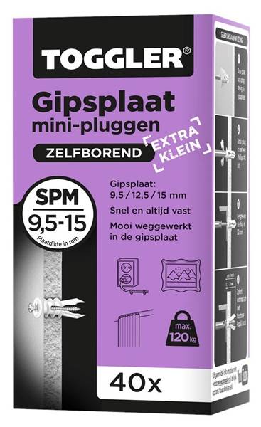 Gipsplaatplug Toggler Spm Mini Zelfborend Doos 40St-0