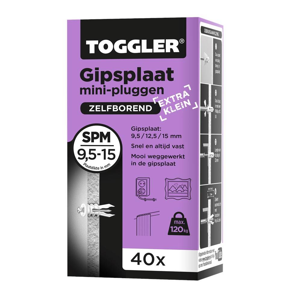 Gipsplaatplug Toggler Spm Mini Zelfborend Doos 40St-1