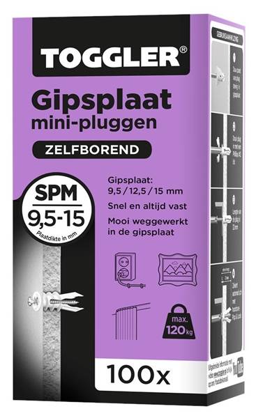 Gipsplaatplug Toggler Spm Mini Zelfborend - 100 stuks-0