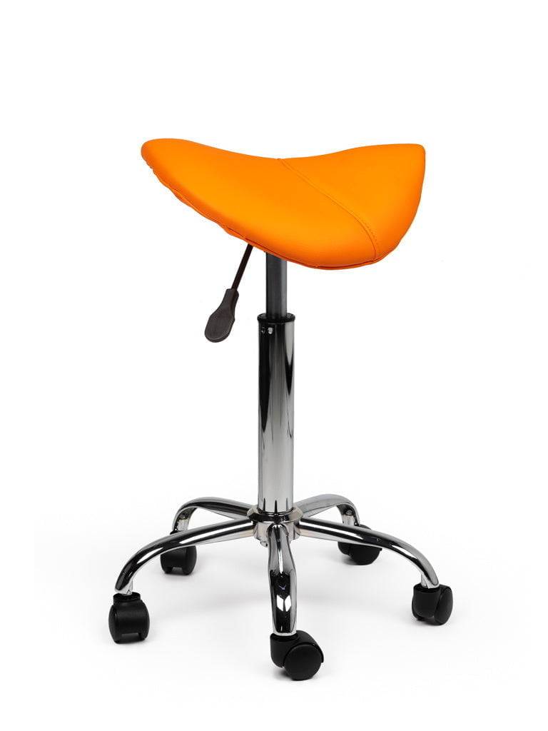 Zadelkruk Oranje – Ergonomische Zadelstoel met Wielen – Verstelbare Werkkruk voor Salon, Kappers & Thuisgebruik --3