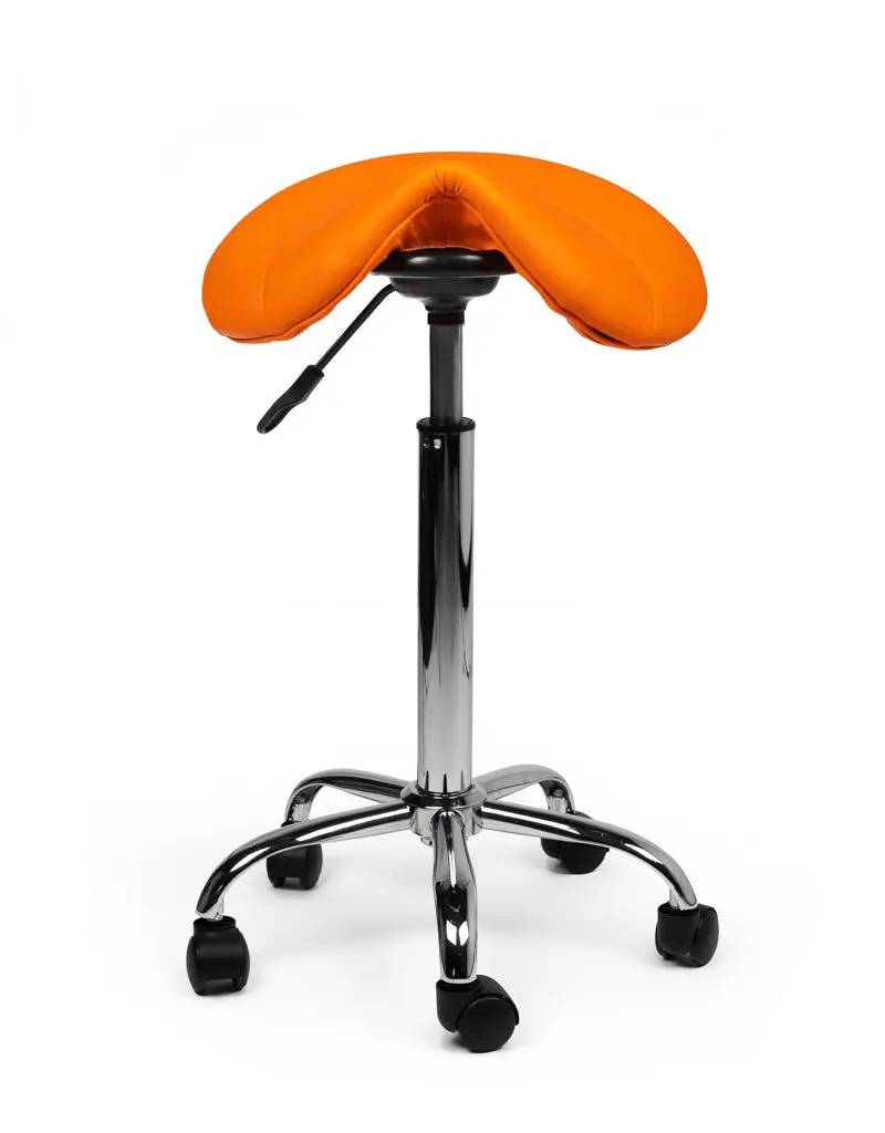 Zadelkruk Oranje – Ergonomische Zadelstoel met Wielen – Verstelbare Werkkruk voor Salon, Kappers & Thuisgebruik --2
