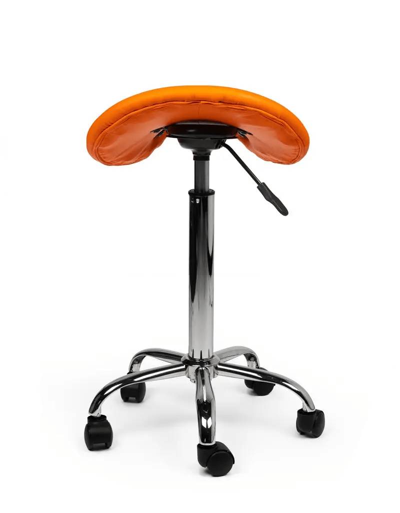 Zadelkruk Oranje – Ergonomische Zadelstoel met Wielen – Verstelbare Werkkruk voor Salon, Kappers & Thuisgebruik --3