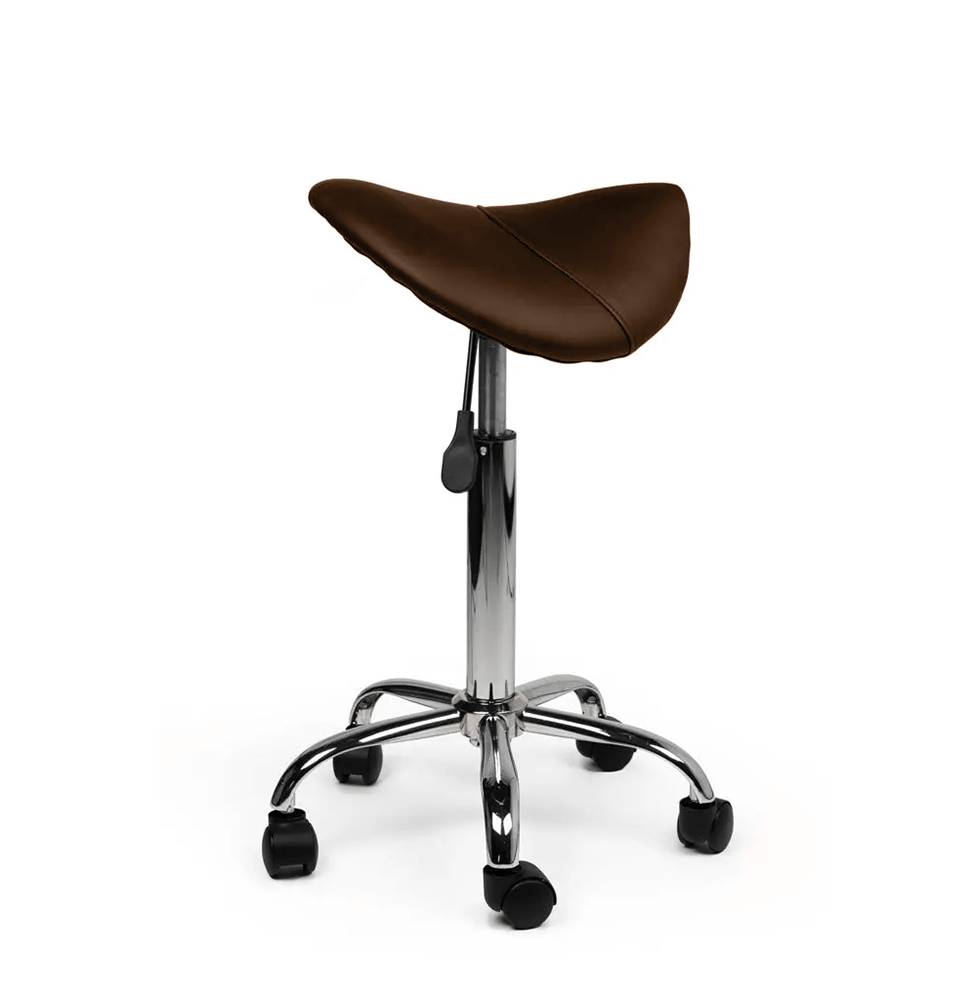 Zadelkruk Bruin – Ergonomische Zadelstoel met Wielen – Verstelbare Werkkruk voor Salon, Kappers & Thuisgebruik --3