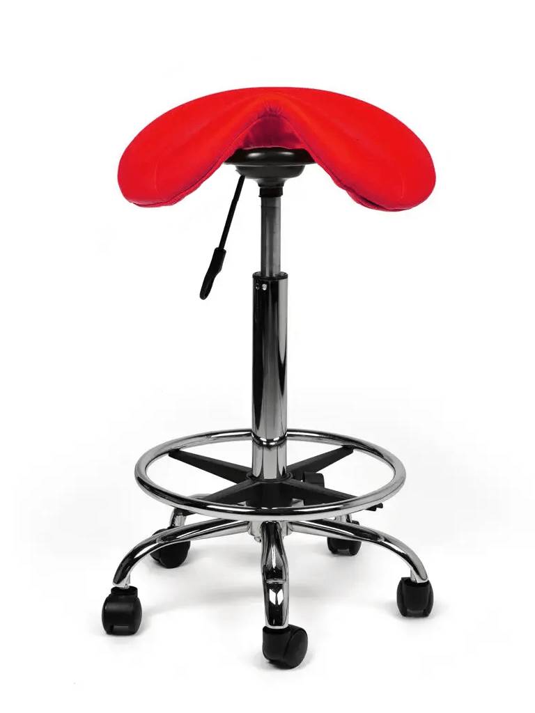 Zadelkruk Rood – Ergonomische Zadelstoel met Wielen – Verstelbare Werkkruk voor Salon, Kappers & Thuisgebruik --2
