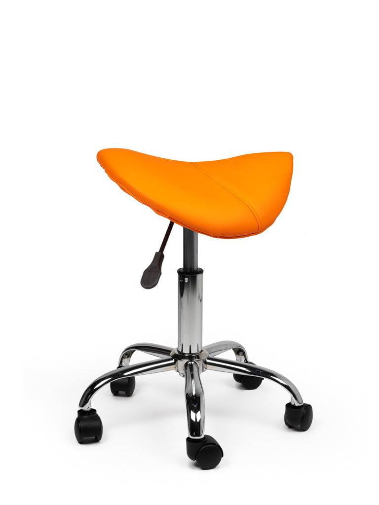 Zadelkruk Oranje – Ergonomische Zadelstoel met Wielen – Verstelbare Werkkruk voor Salon, Kappers & Thuisgebruik --3