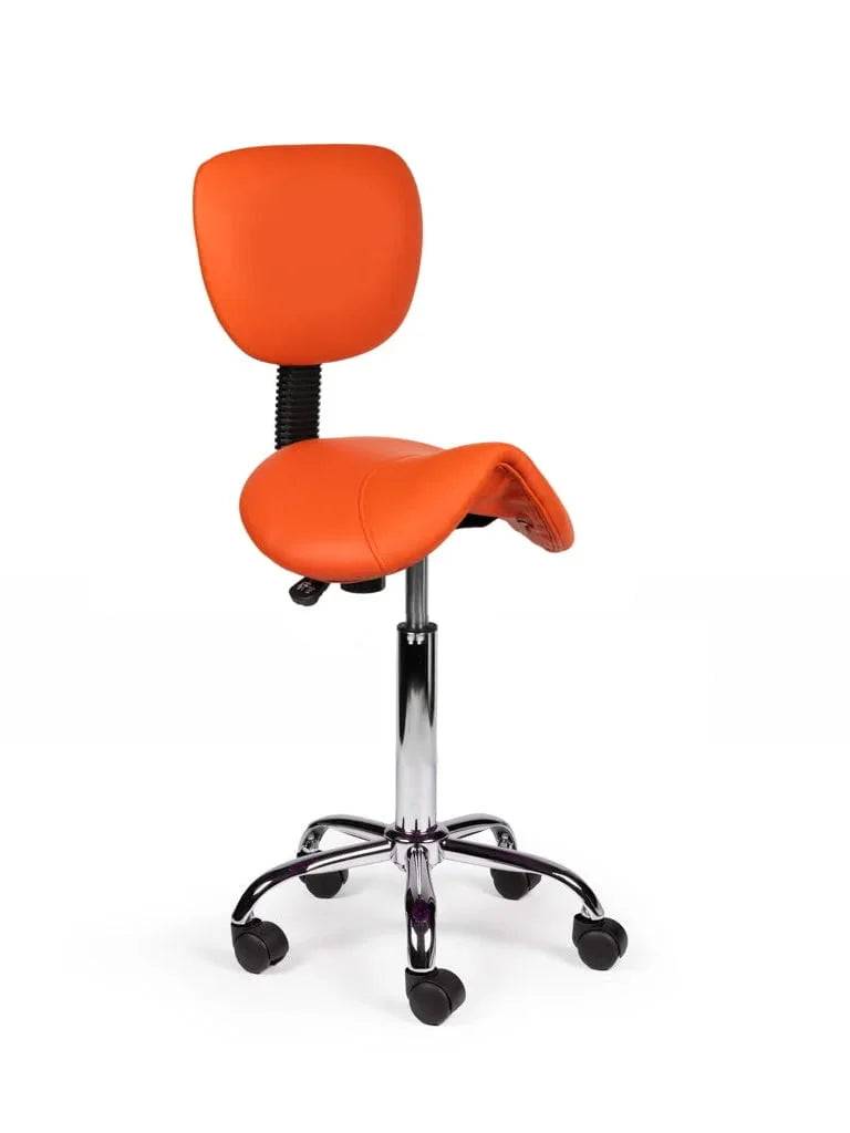 Ergonomische Zadelkruk met Rugleuning Oranje op Wielen-2