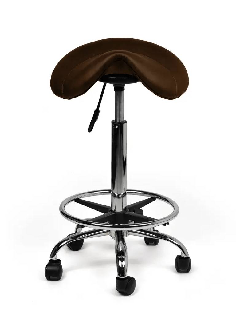 Zadelkruk Bruin – Ergonomische Zadelstoel met Wielen – Verstelbare Werkkruk voor Salon, Kappers & Thuisgebruik --2
