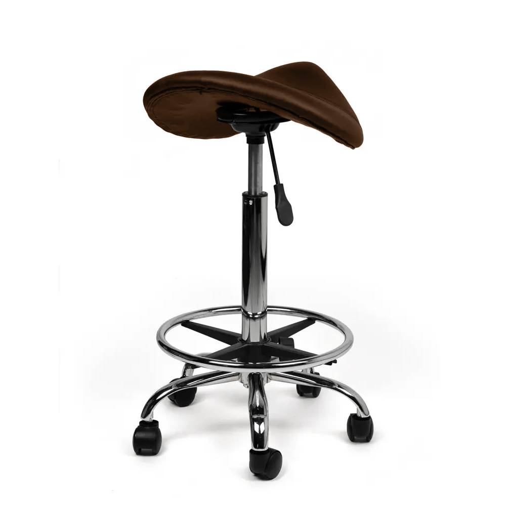 Zadelkruk Bruin – Ergonomische Zadelstoel met Wielen – Verstelbare Werkkruk voor Salon, Kappers & Thuisgebruik --3