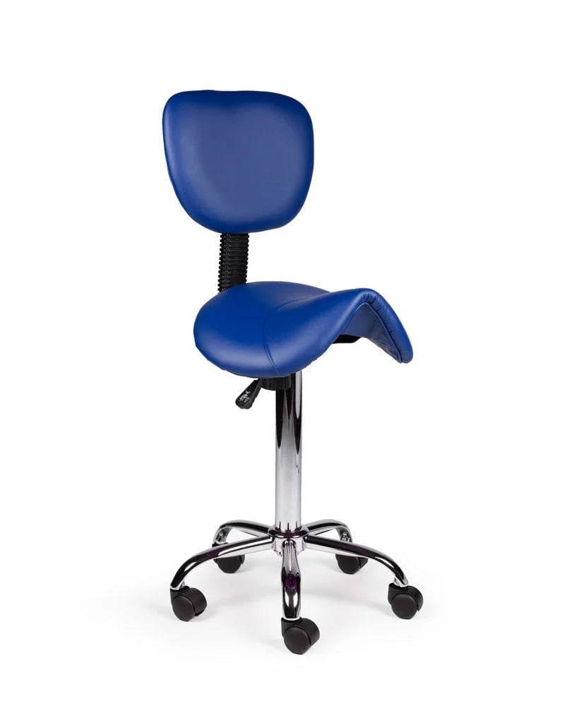 Ergonomische Zadelkruk met Rugleuning Blauw op Wielen-3