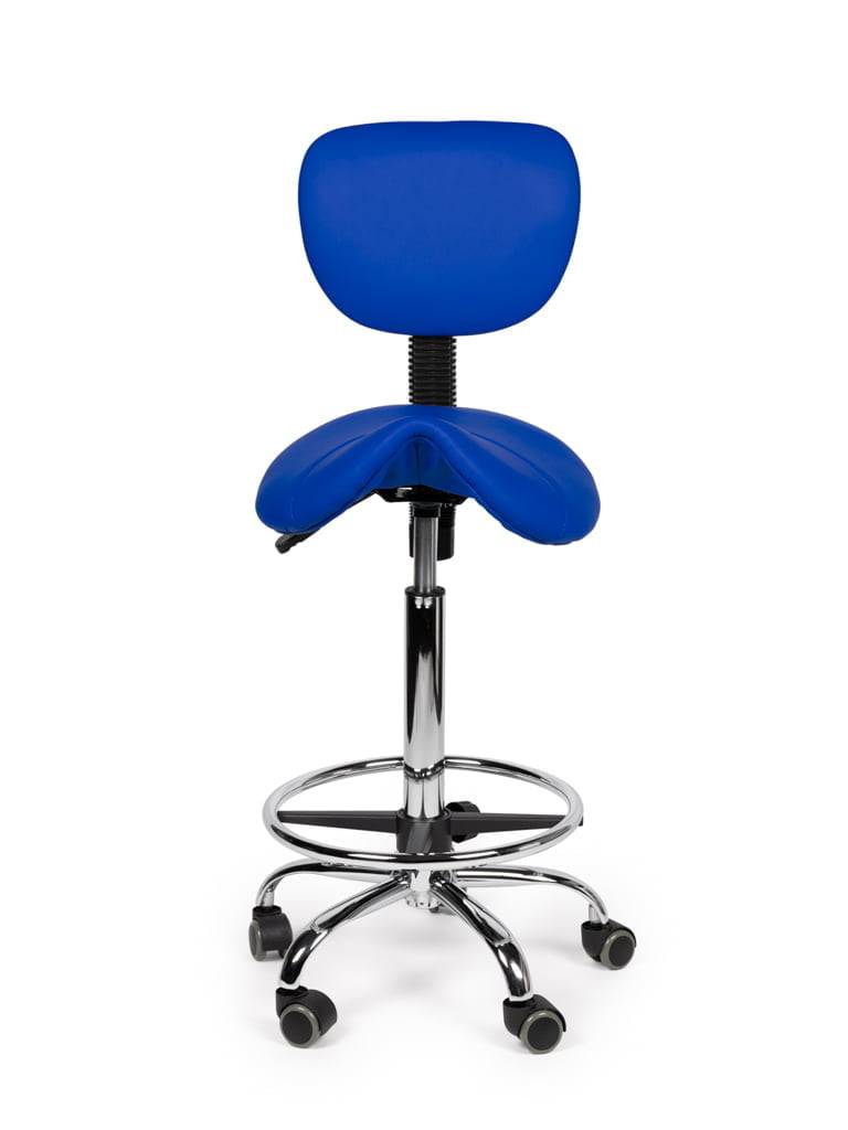 Ergonomische Zadelkruk Blauw met Rugleuning – Verstelbare Zadelstoel met Wielen – Comfortabele Werkkruk voor Salon,-2