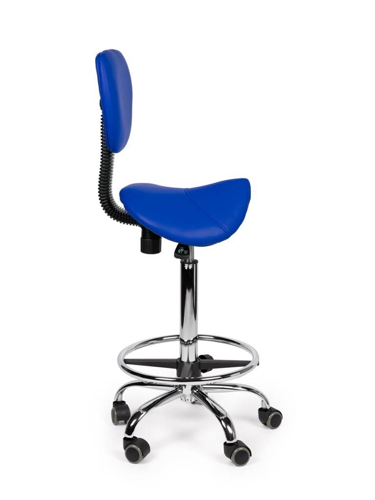 Ergonomische Zadelkruk Blauw met Rugleuning – Verstelbare Zadelstoel met Wielen – Comfortabele Werkkruk voor Salon,-3