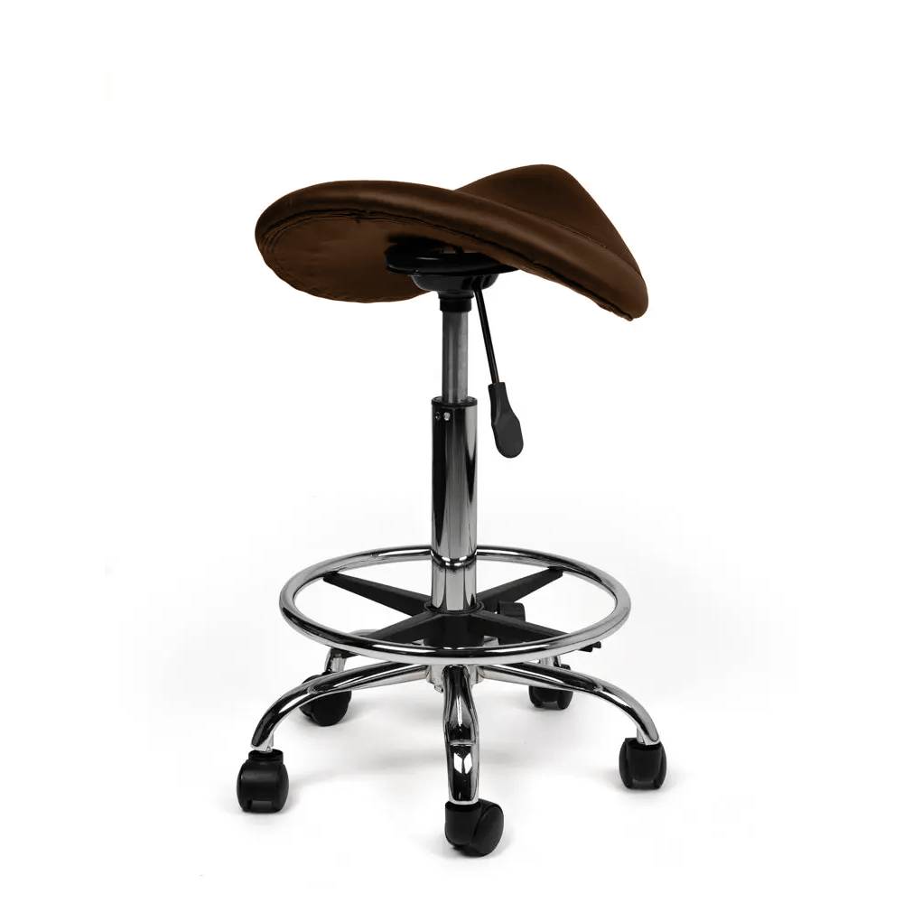 Zadelkruk Bruin – Ergonomische Zadelstoel met Wielen – Verstelbare Werkkruk voor Salon, Kappers & Thuisgebruik --3