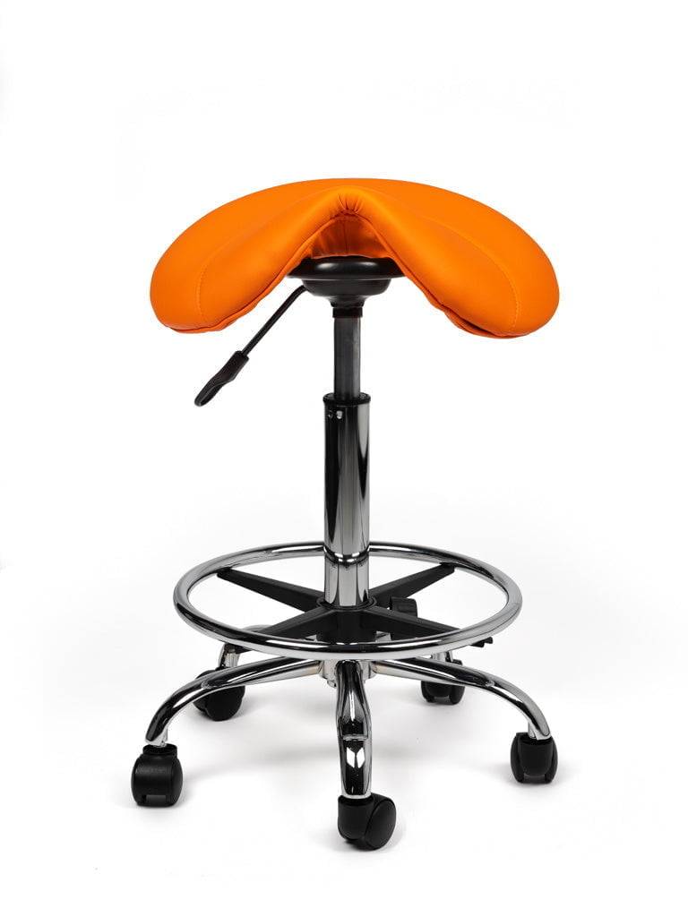 Zadelkruk Oranje – Ergonomische Zadelstoel met Wielen – Verstelbare Werkkruk voor Salon, Kappers & Thuisgebruik --2