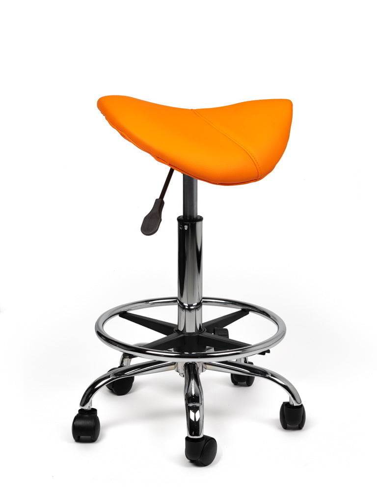 Zadelkruk Oranje – Ergonomische Zadelstoel met Wielen – Verstelbare Werkkruk voor Salon, Kappers & Thuisgebruik --3