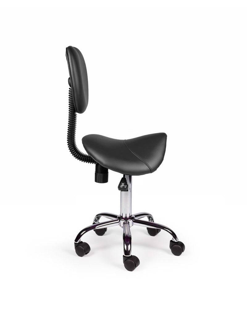Ergonomische Zadelkruk Zwart met Rugleuning – Verstelbare Zadelstoel met Wielen – Comfortabele Werkkruk voor Salon,-3