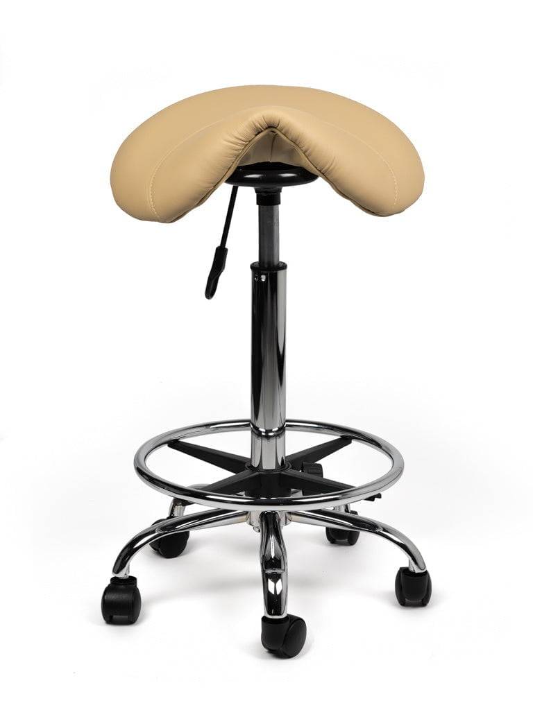 Zadelkruk Beige – Ergonomische Zadelstoel met Wielen – Verstelbare Werkkruk voor Salon, Kappers & Thuisgebruik --2