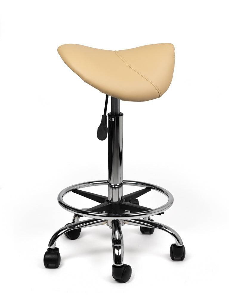 Zadelkruk Beige – Ergonomische Zadelstoel met Wielen – Verstelbare Werkkruk voor Salon, Kappers & Thuisgebruik --3